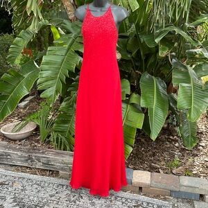 Cache bias, cut beaded slip dress